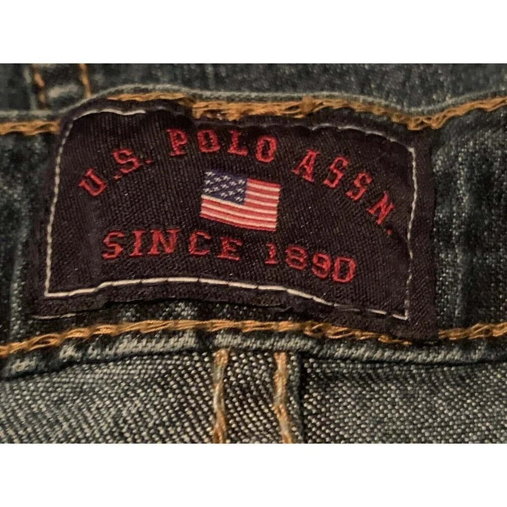 US Polo Assn Womens Mini Denim Jean Skirt Juniors Size 3/4 Blue Pockets